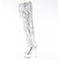 Сапоги Pleaser Delight-3017HG-RSF, каблук 6 дюймов, высота 3,5 см, 7-слойная бахрома, шнуровка сзади, серебристый голографический металлик/прозрачный