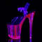 Босоніжки Pleaser Flamingo-808UVT на підборах 8 дюймів, босоніжки з ремінцем на щиколотці 4 дюйми з реактивним УФ-засобом, прозорі/рожеві