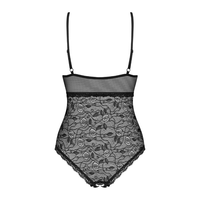 Боди Obsessive 818-TED-1 черный с вышивкой S/M