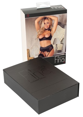 Комплект белья Abierta Fina Shelf с открытой грудью и интимным доступом, черный, 75B/S