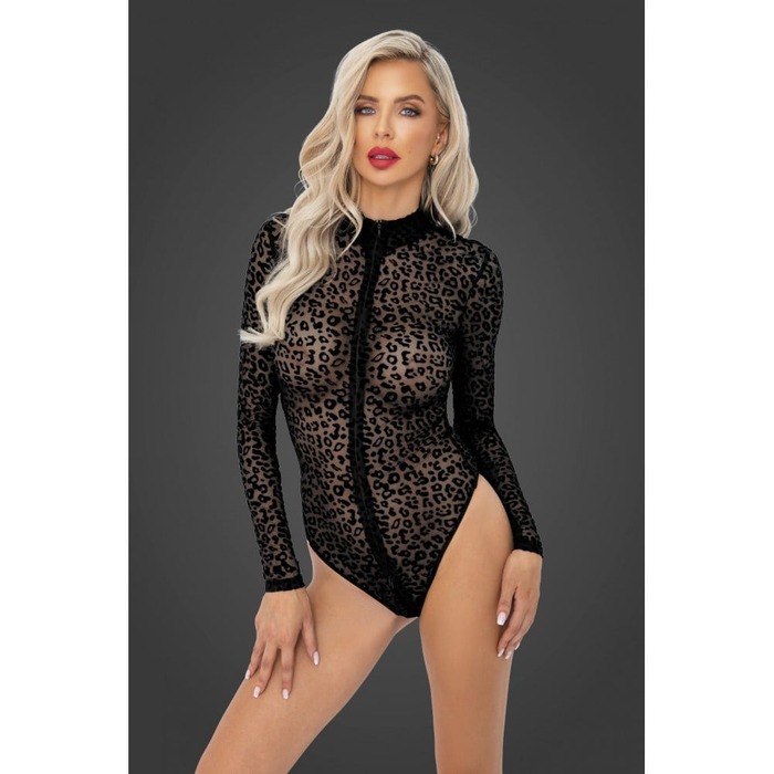 Боди сексуальное с леопардовым принтом S F287 Noir Handmade