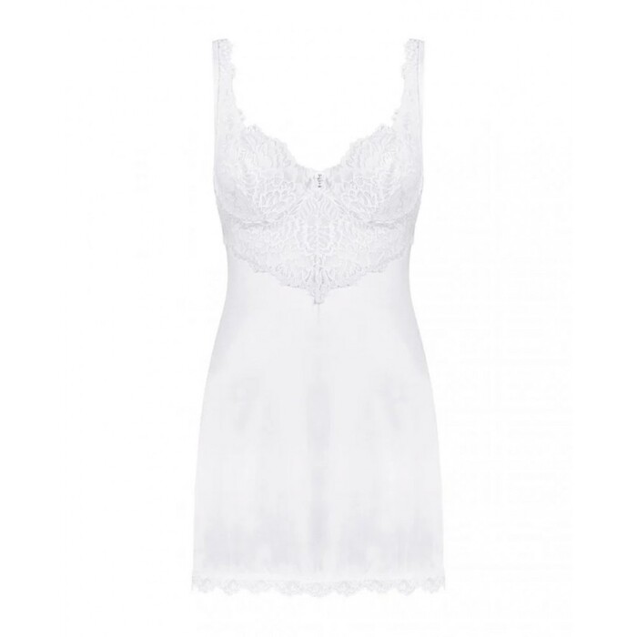 Пеньюар Obsessive Amor Blanco мереживний, з трусиками в комплекті, білий, L/XL
