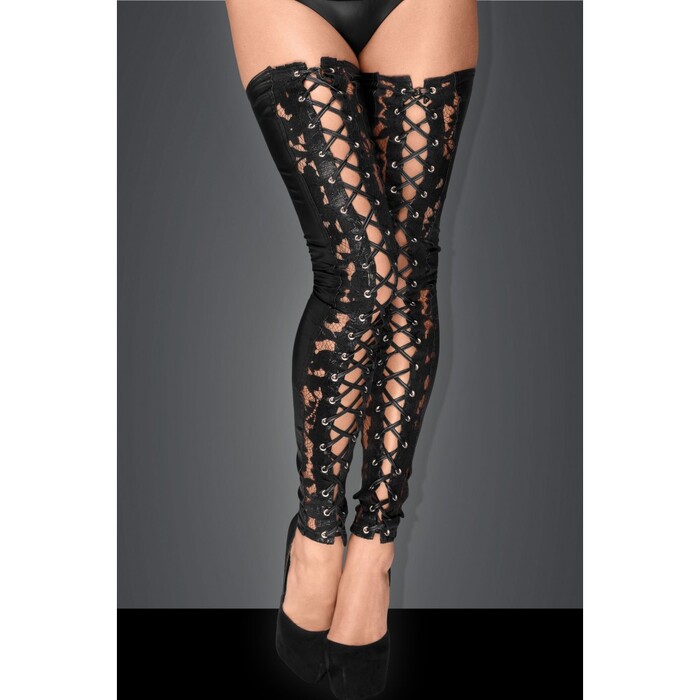 Чулки без носка с затяжками F145 Noir Handmade S