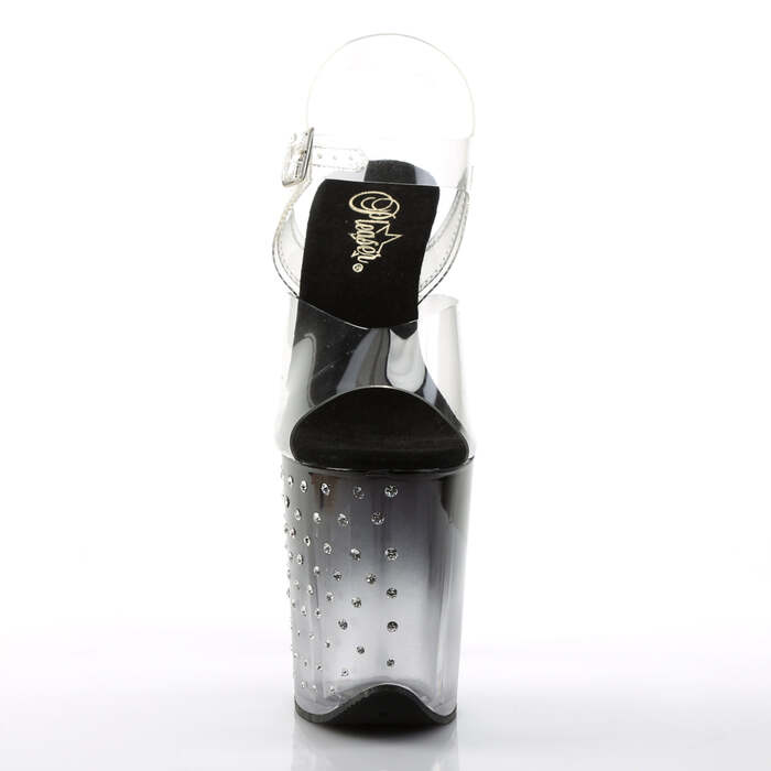 Босоніжки Stardust-808T на підборах 8 дюймів, босоніжки з ремінцем на щиколотці 4 дюйми з шипами RS, чорні/прозорі