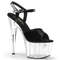 Босоножки Pleaser Adore-709, каблук 7 дюймов, ремешок на щиколотке шириной 2 3/4 дюйма, чёрный/прозрачный