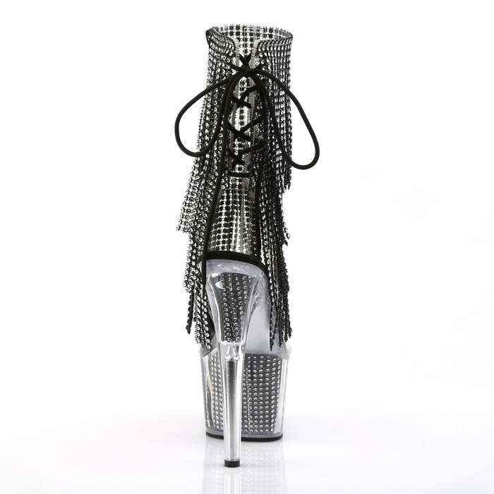 Ботильоны Adore-1017SRS, каблук 7 дюймов, 2 3/4 дюйма, шнуровка сзади, боковая молния, прозрачный/черный
