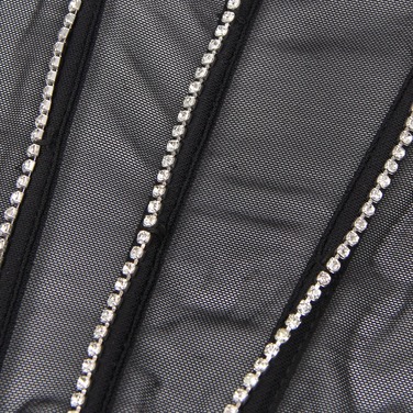 Сексуальный черный комплект белья Star Night с декоративными стразами и цепочками, M