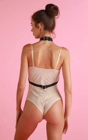 Портупея на груди One Size L12, з натуральної шкіри, чорна