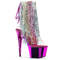 Чоботи Pleaser Adore-1017RSF **7-дюймовий каблук, 2 3/4-дюймові черевики до щиколотки з відкритим носком/каблуком, зі шнурівкою та бахромою, прозорі/рожеві**