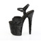 Босоножки Pleaser Flamingo-809WR. Каблук 8 дюймов, ремешок на щиколотке 4 дюйма. Черная мерцающая ткань.
