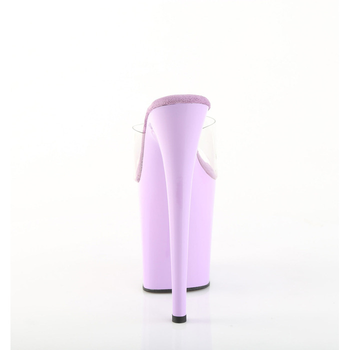 Шлёпанцы Flamingo-801, каблук 8 дюймов, высота 4 дюйма, прозрачный/лавандовый