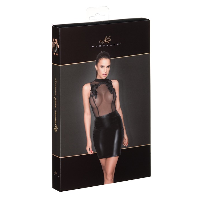 Платье с полупрозрачным верхом и вышивкой Noir Handmade F222 черное, M