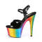Босоніжки Pleaser Adore-709RC *7 дюймів на підборах, хромовані босоніжки з ремінцем на щиколотці 2 3/4 дюйма, чорні/різнокольорові