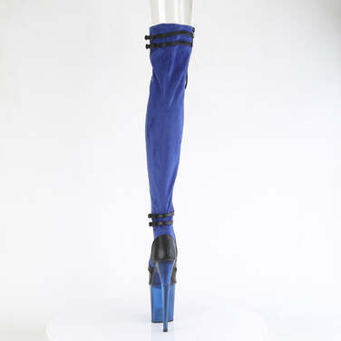 Ботинки Flamingo-3027, каблук 8 дюймов, 4-дюймовая шнуровка спереди, молния сбоку, синие