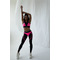 Легінси FZ Black Mesh Leggings with Imitation Shiny Neon-Pink Thongs
