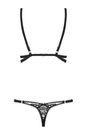 Боди ажурный полупрозрачный Obsessive Mixty teddy чёрный, S/M