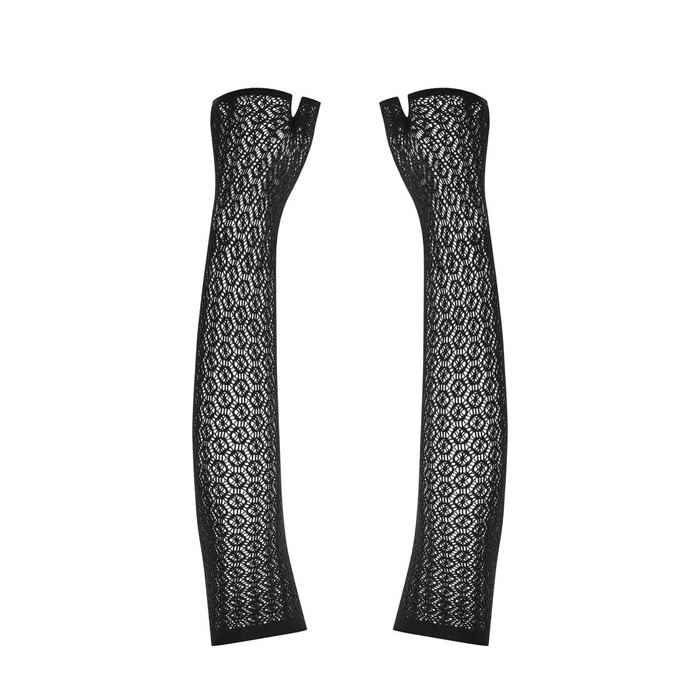 Ажурні рукавички до ліктів A772 Obsessive, чорні, One Size
