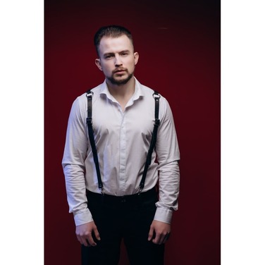 Портупея-подтяжки мужская из натуральной кожи, черная, One Size