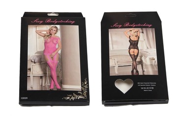 Бодистокинг с имитацией чулков и леопардовым узором Star Night черный, XS-M