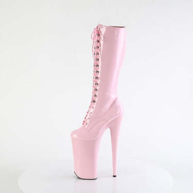 Boots Beyond-2020 * Каблук 10 дюймов, высота 6 1/4 дюйма, высокие сапоги до колена, шнуровка спереди, молния сбоку, нежно-розовый