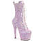 Чоботи Pleaser Adore-1040-IG *7 дюймів на підборах, 2 3/4 дюйма на шнурівці з голографічним блискітками, рожеві