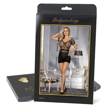 Сукня-міні Star Night з ажурною сіткою, пов'язана гачком, чорна XS-M