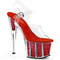 Босоніжки Pleaser Adore-708G на підборах 7 дюймів, босоніжки з ремінцем на щиколотці 2 3/4 дюйма з блискучими вставками, прозорі/червоні