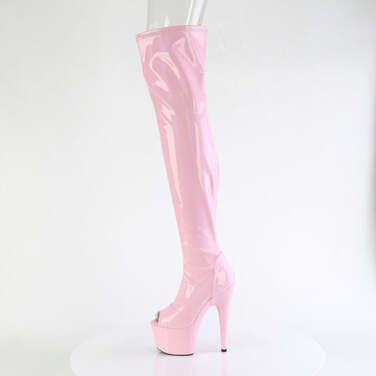 Чоботи Adore-3011HWR на підборах 7 дюймів, чоботи до стегна 2 3/4 дюйма з відкритим носком, з блискавкою збоку, рожеві