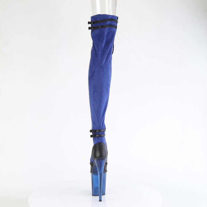 Ботинки Flamingo-3027, каблук 8 дюймов, 4-дюймовая шнуровка спереди, молния сбоку, синие