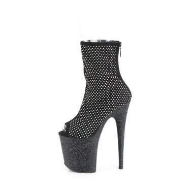 Чоботи Flamingo-1031GM *8-дюймовий каблук, 4-дюймові черевики з відкритим носком, блискавка ззаду, чорні