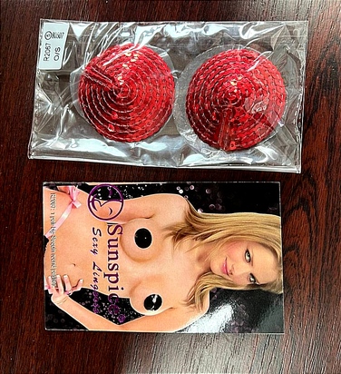 Пестисы на соски круглые Sunspice с пайетками, красные