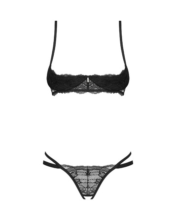 Комплект білизни з відкритим дизайном Obsessive Nutris чорний, M/L