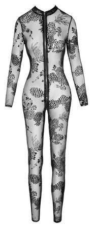 Комбінезон сексуальний напівпрозорий L F237 Noir Handmade, з візерунком та блискавкою