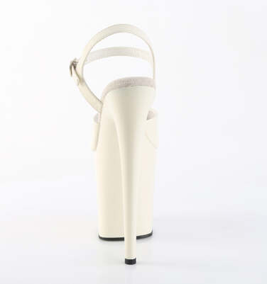 Босоніжки Flamingo-809 на підборах 8 дюймів, босоніжки з ремінцем на щиколотці 4 дюйми, зі штучної шкіри кремово-білого кольору