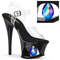 Босоніжки Pleaser Moon-708DIA на підборах 7 дюймів, з вирізом 2 3/4 дюйма та ремінцем на щиколотці з призмами, прозорі/чорні