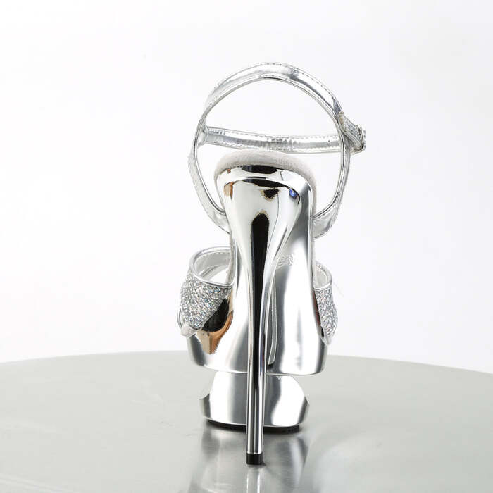 Босоножки Eclipse-619G, каблук 6 1/2 дюйма, босоножкии с вырезом PF и перекрещивающимися ремешками, серебристые