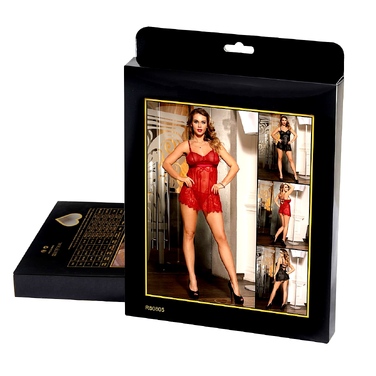 Пеньюар с трусиками Star Night с кружевом, чёрный, XS-S