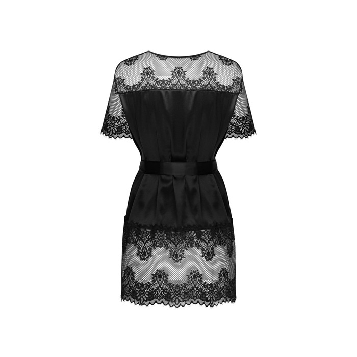 Сексуальный черный халат Obssesive Maderris peignoir XS/S