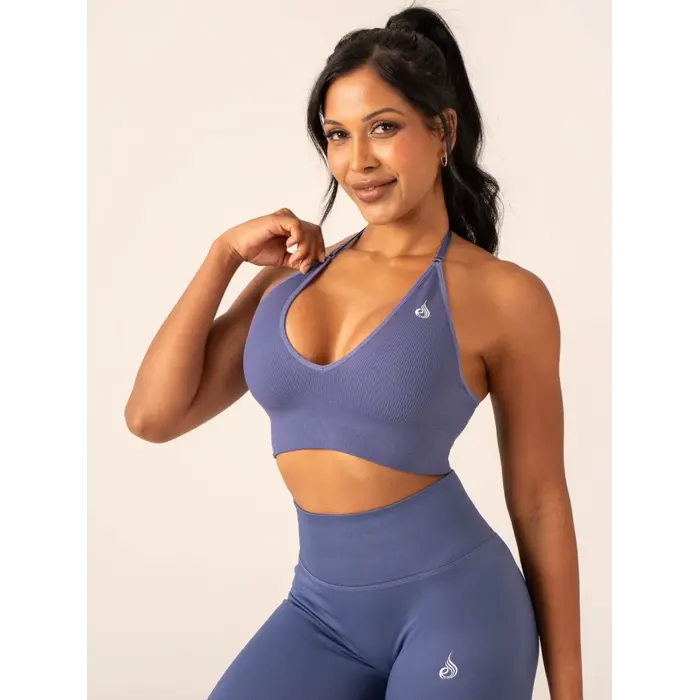 Топ Ryderwear Lift Rib Seamless Halter Sports Bra - Denim Blue