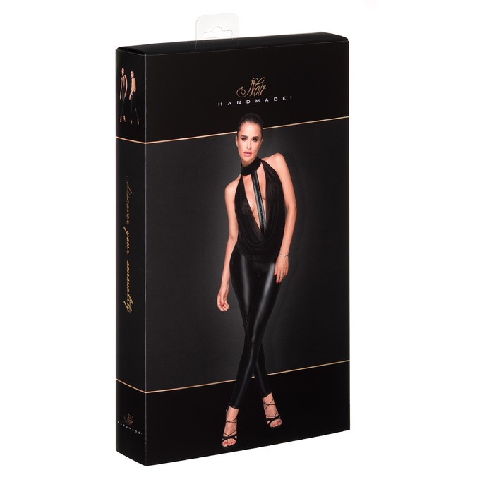 Комбинезон Noir Handmade F223 с полупрозрачным верхом и чокером, черный, XL