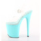 Босоніжки Pleaser Flamingo-808 на підборах 8 дюймів, босоніжки з ремінцем на щиколотці 4 дюйми, прозорі/аквамаринові