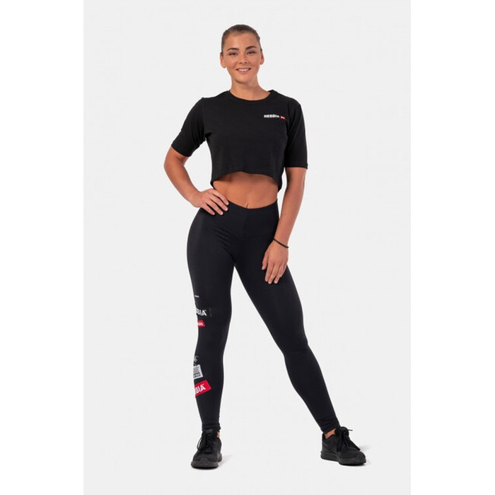 Топ Minimalist Logo NEBBIA crop top 600 Black