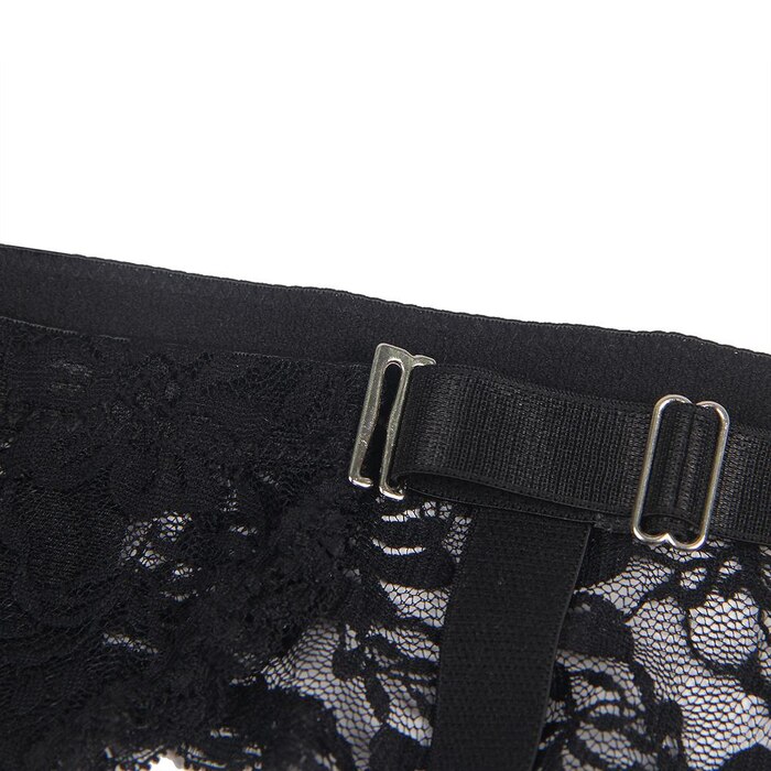 Мереживний пояс для панчіх Star Night з трусиками, чорний