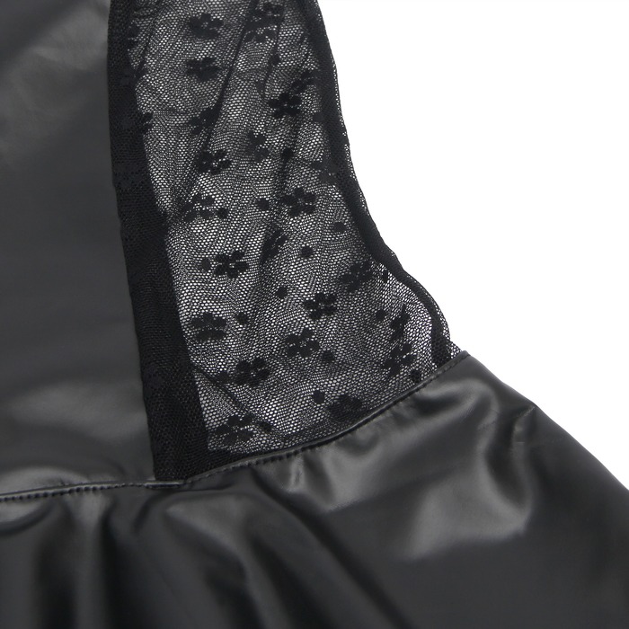 Мини-платье с молнией и подтяжками Star Night с имитации кожи, черное, S