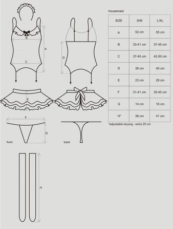 Костюм покоївки Obsessive Housemaid L / XL чорно-білий