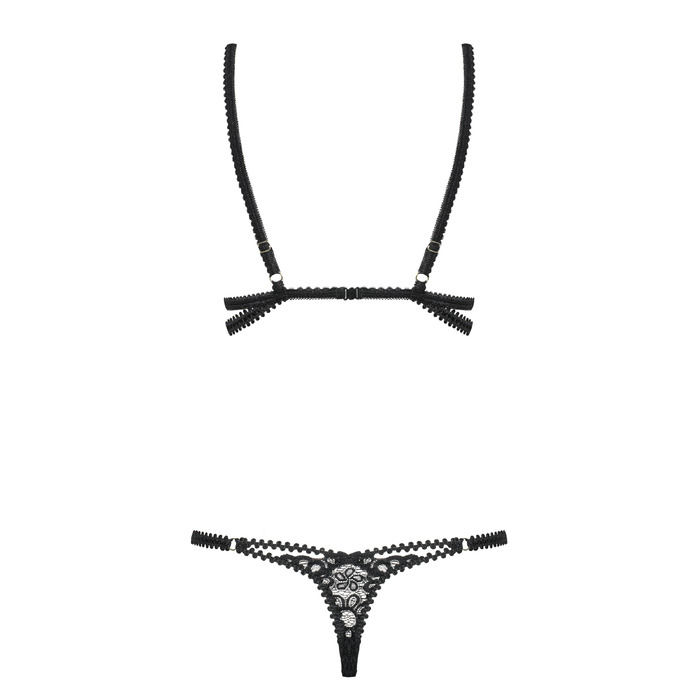 Боди ажурный полупрозрачный Obsessive Mixty teddy чёрный, S/M