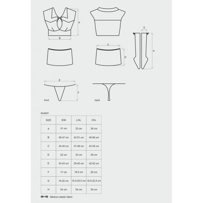 Костюм студентки 4 предмети Obsessive Student 4 pcs costume L/XL