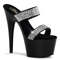 Шльопанці Pleaser Adore-702-2 на підборі 7 дюймів, шльопанці 2 3/4 дюйма PF, двосмугові з RS, чорні