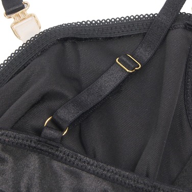 Чорний сексуальний оксамитовий комплект білизни Star Night з чокером та декоративною фурнітурою, M