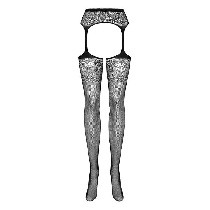 Панчохи з поясом Obsessive S207 XL/XXL чорні